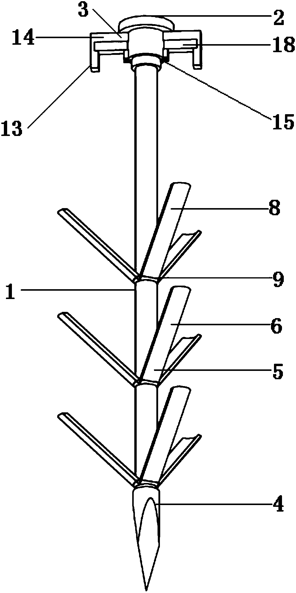 Round-rod-like branch-layering fixing instrument