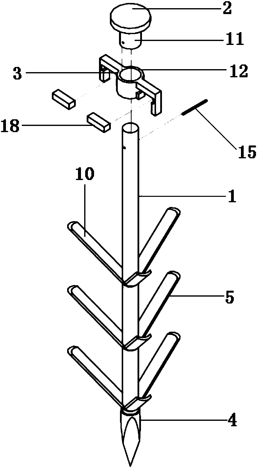 Round-rod-like branch-layering fixing instrument