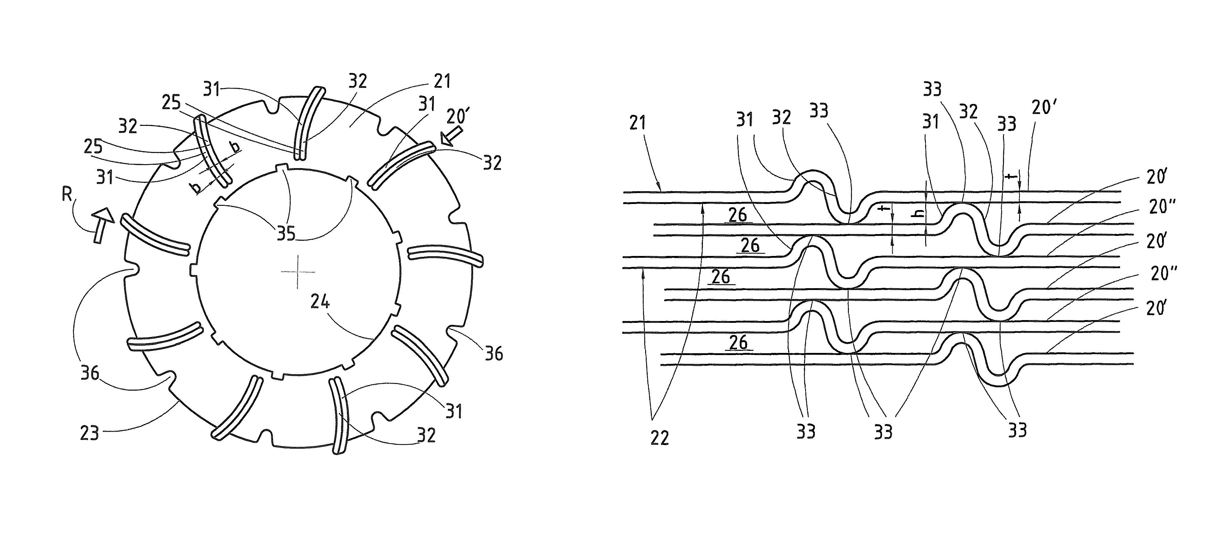 Centrifugal separator separating disc interspace configurations