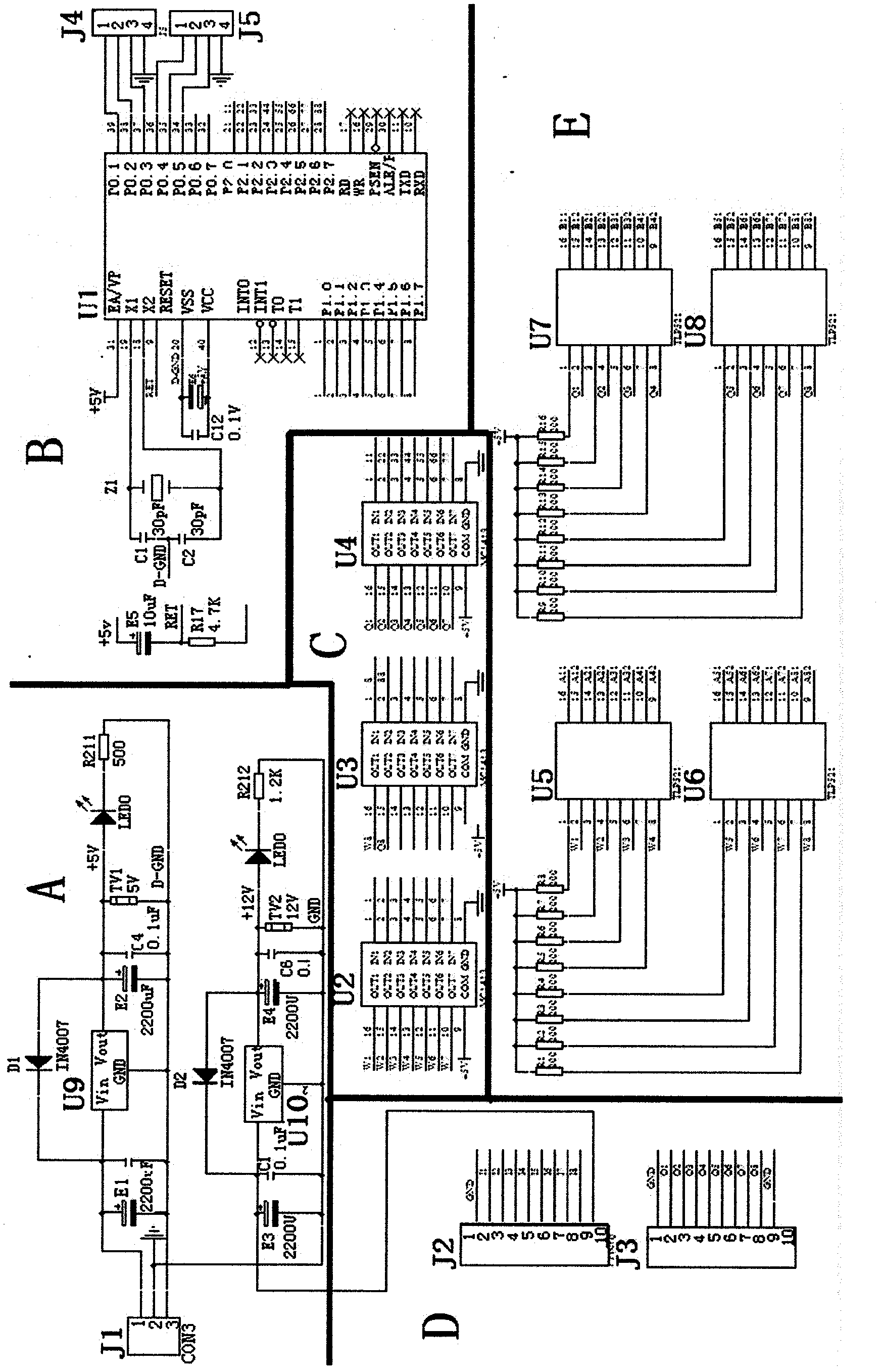 Steel structure performance measurement and control circuit system based on piezoelectric principal element rod piece