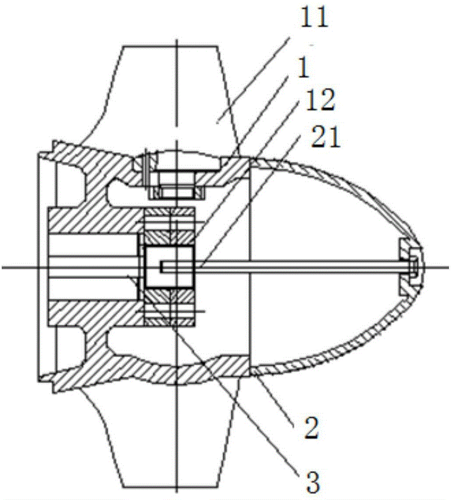 Water guide cone and impeller hub connecting structure