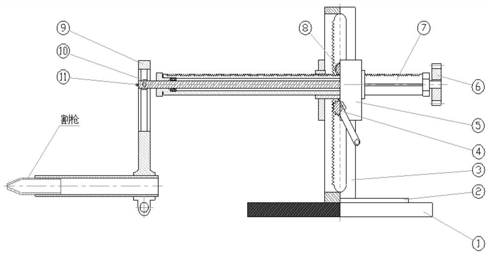 A tool for opening holes in the bent bottom plate of the lower section of the bell-type transformer oil tank