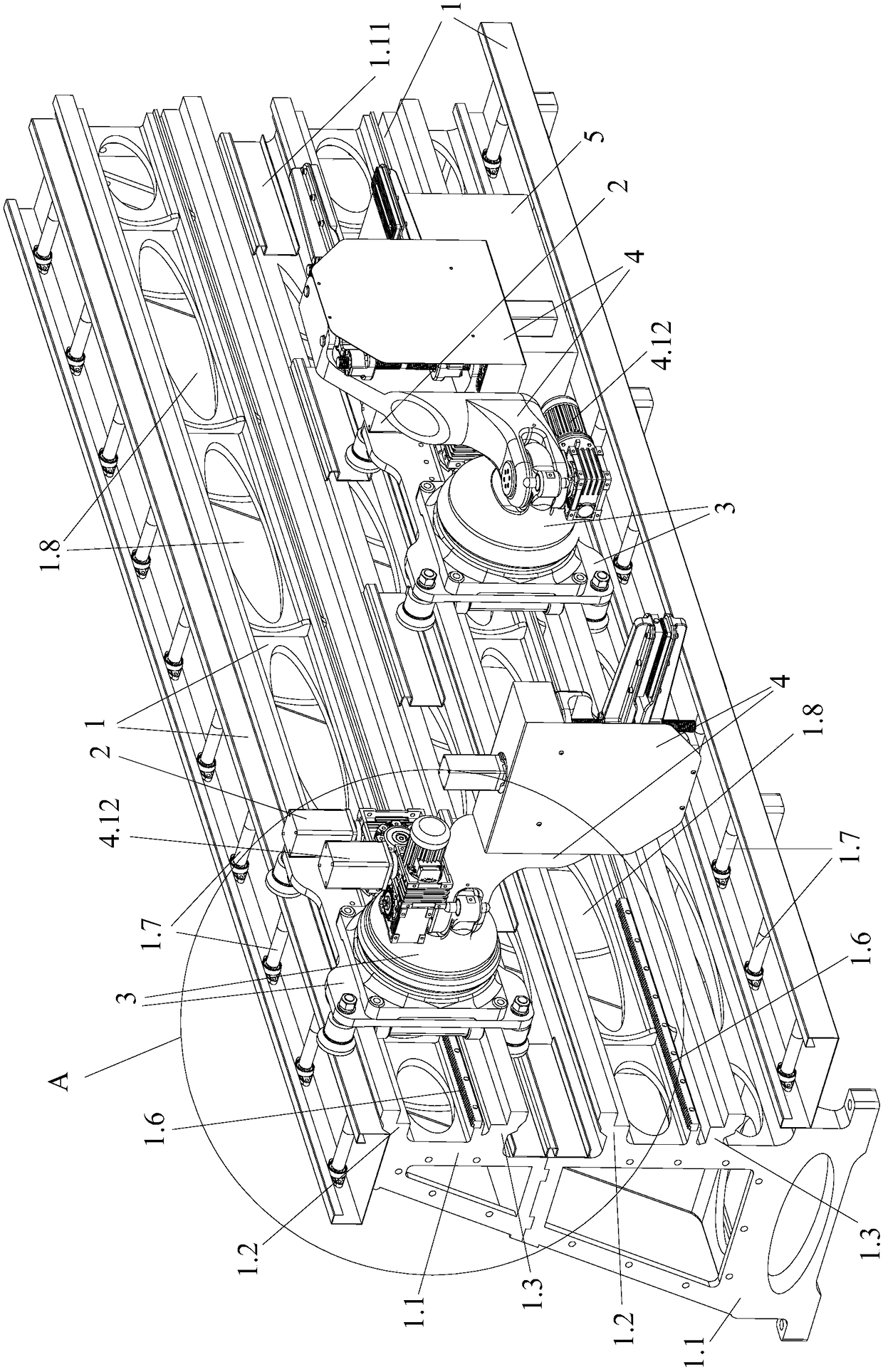 A vertical profile multi-track traction robot