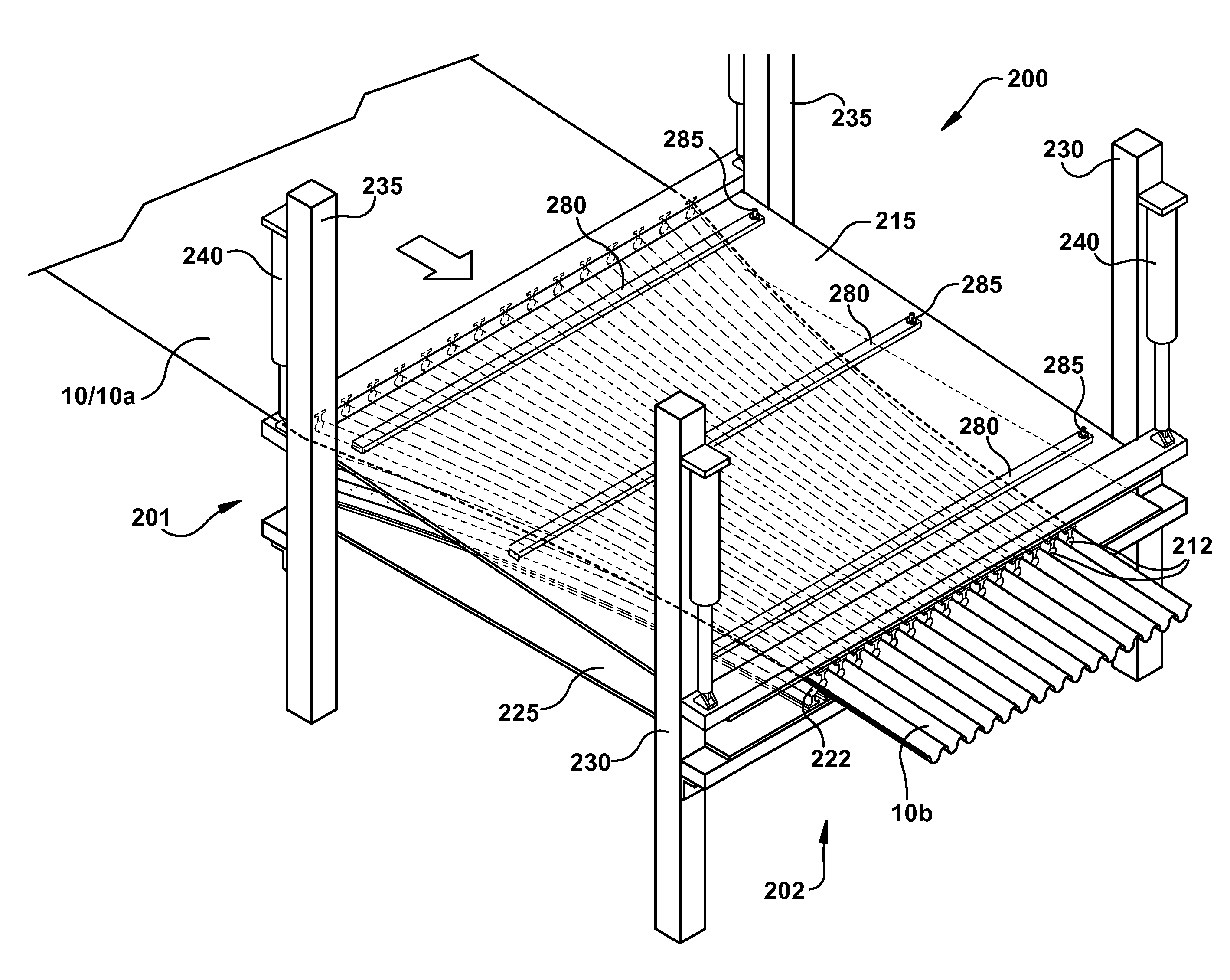 Method and apparatus for fluting a web in the machine direction