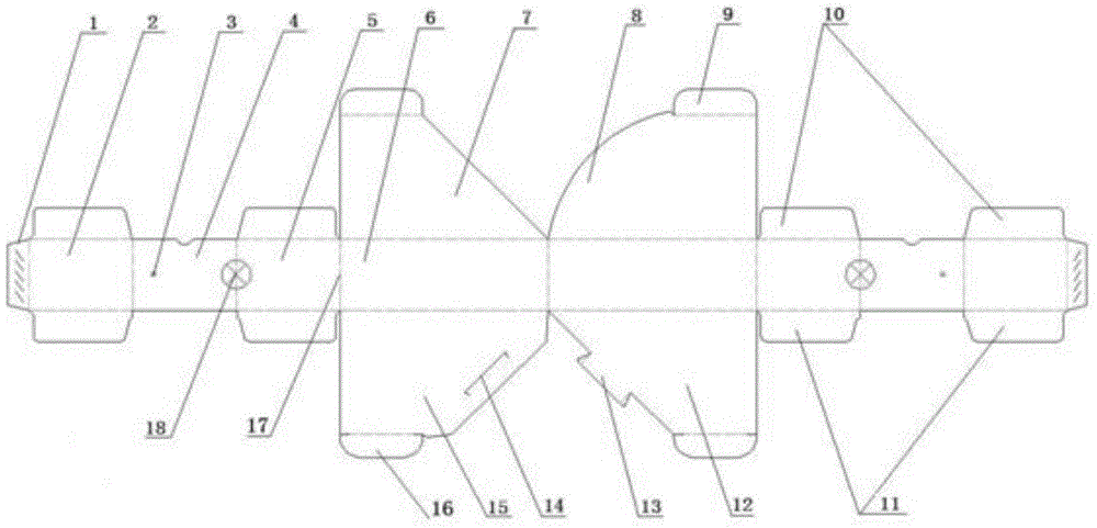 Paper box blank of irregular paper box and manufacturing method of paper box blank of irregular paper box