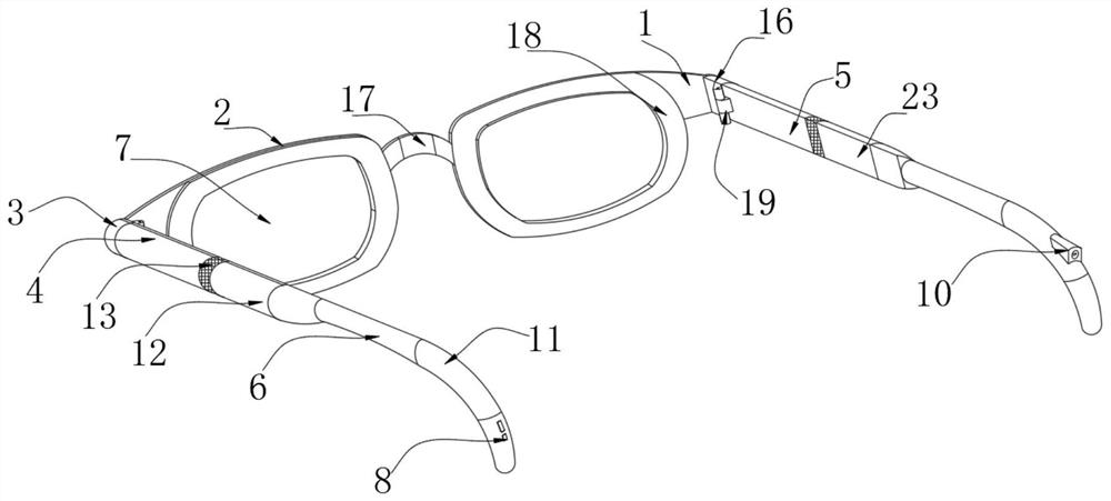 Visual hot compress glasses lens structure