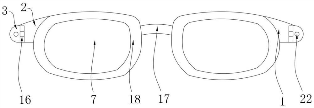 Visual hot compress glasses lens structure