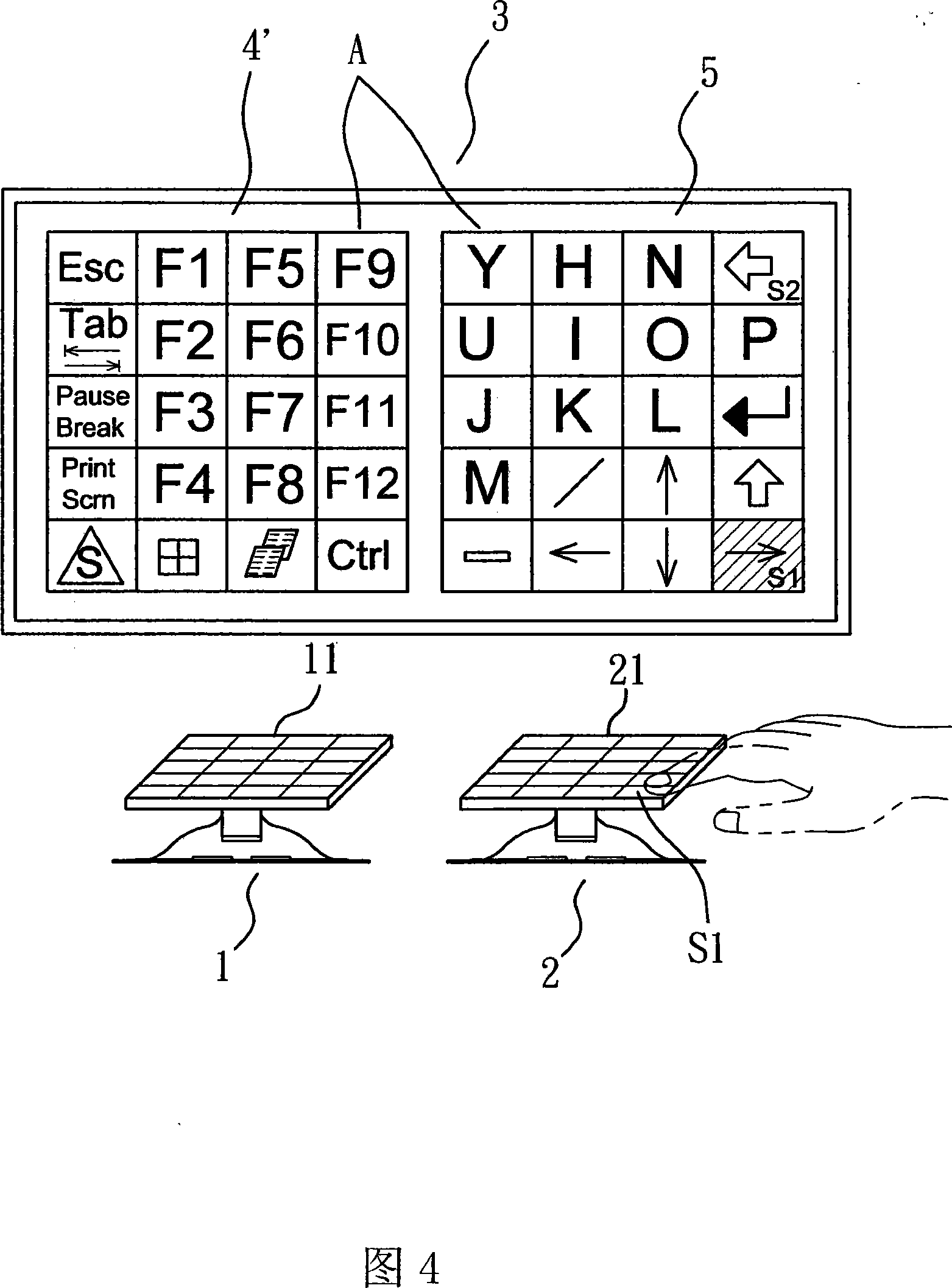Downsizing keyboard of composite key