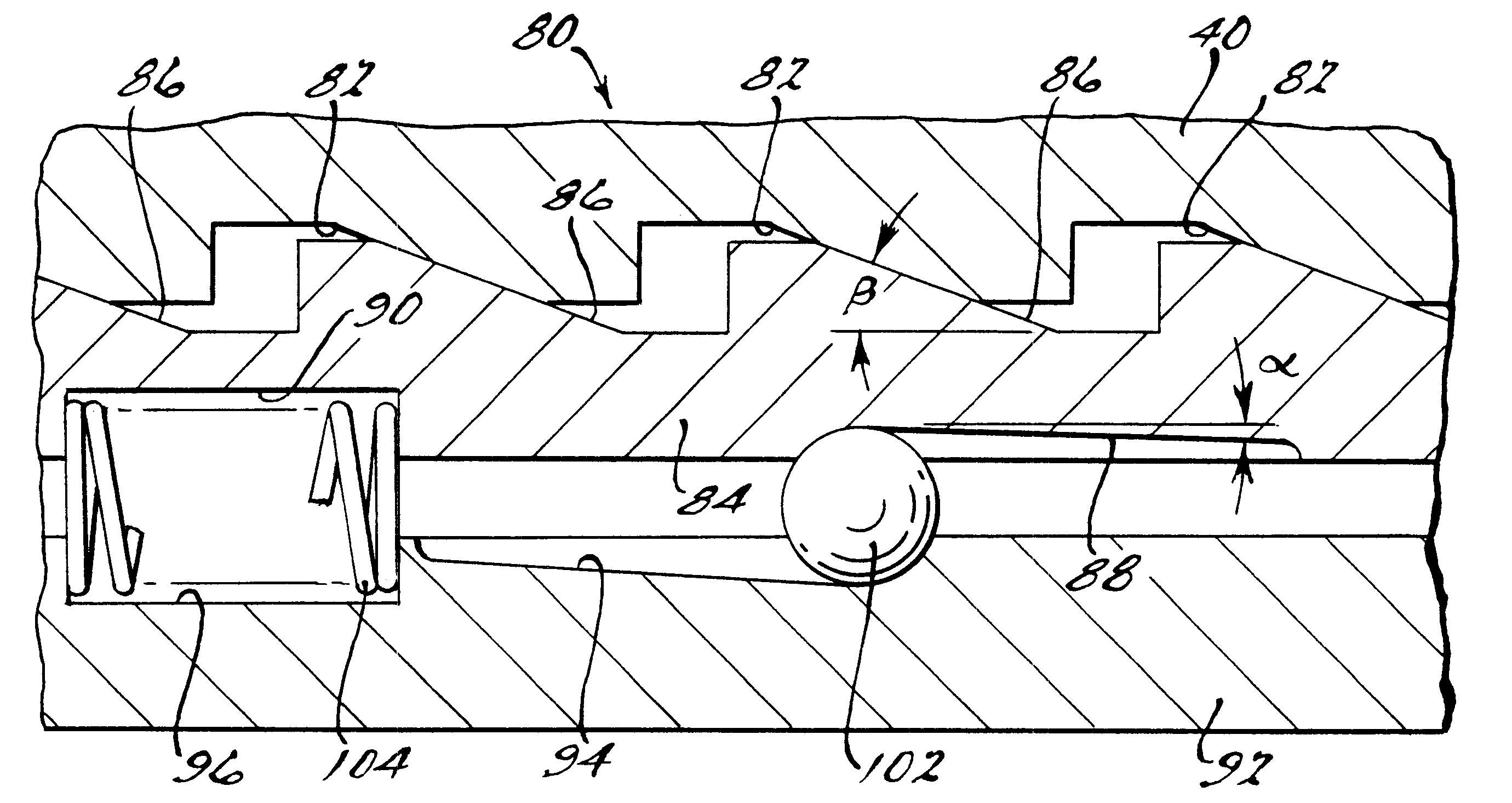 Engagement mechanism with two stage ramp angle