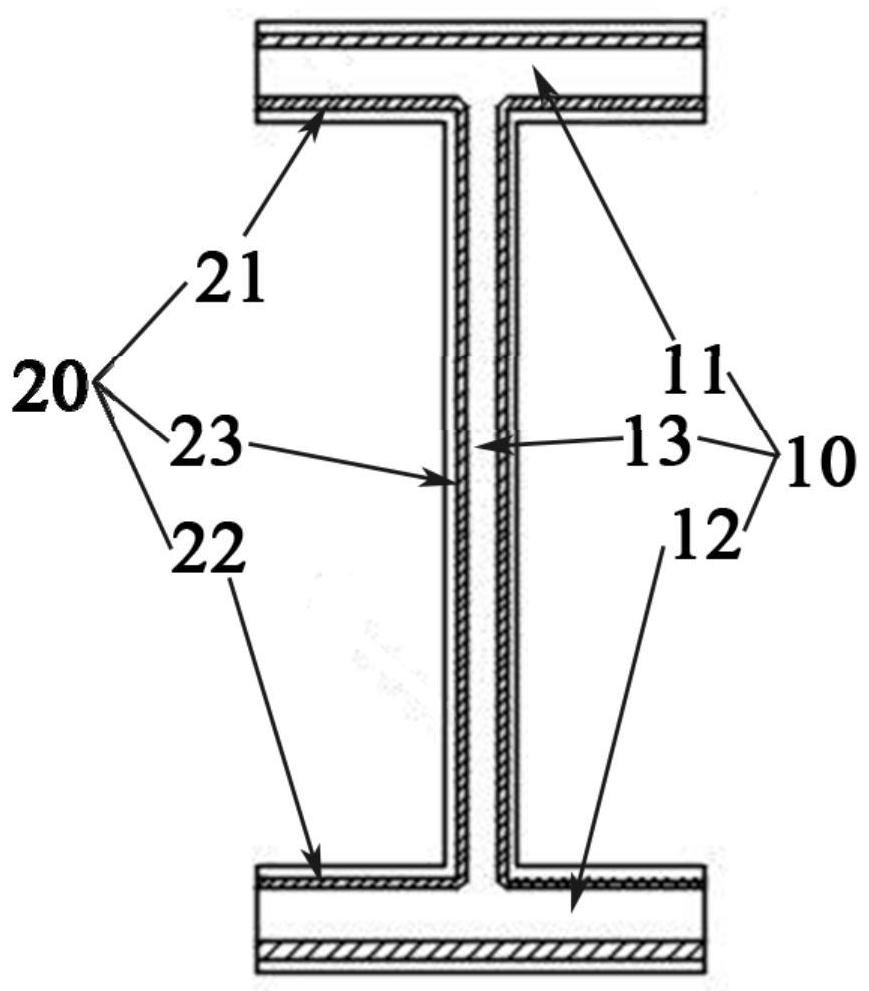 I-shaped beam imitating bird scapus fiber arrangement and preparation method of I-shaped beam