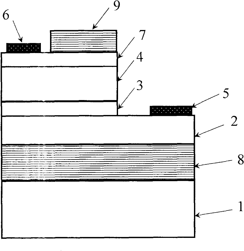 N-type ZnO and p-type GaN combined ZnO-base vertical cavity surface emitting laser and manufacturing method thereof