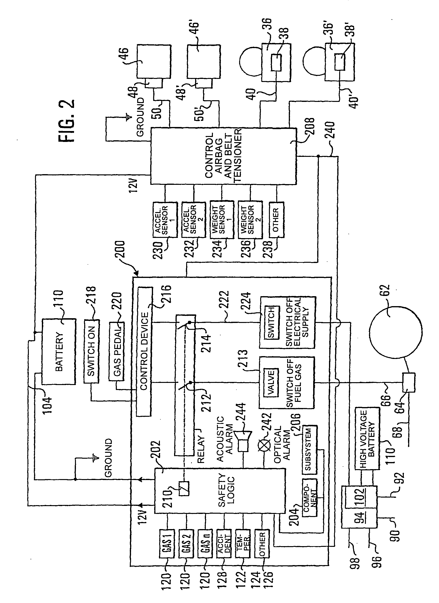 Safety system for use in a vehicle