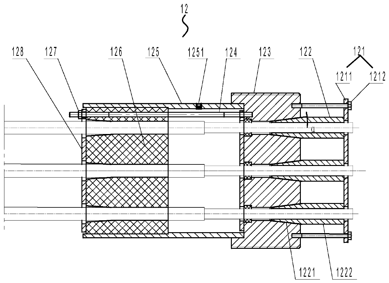 Conical anti-slide tie anchoring strand stayed cable with forked ear and construction method of cable