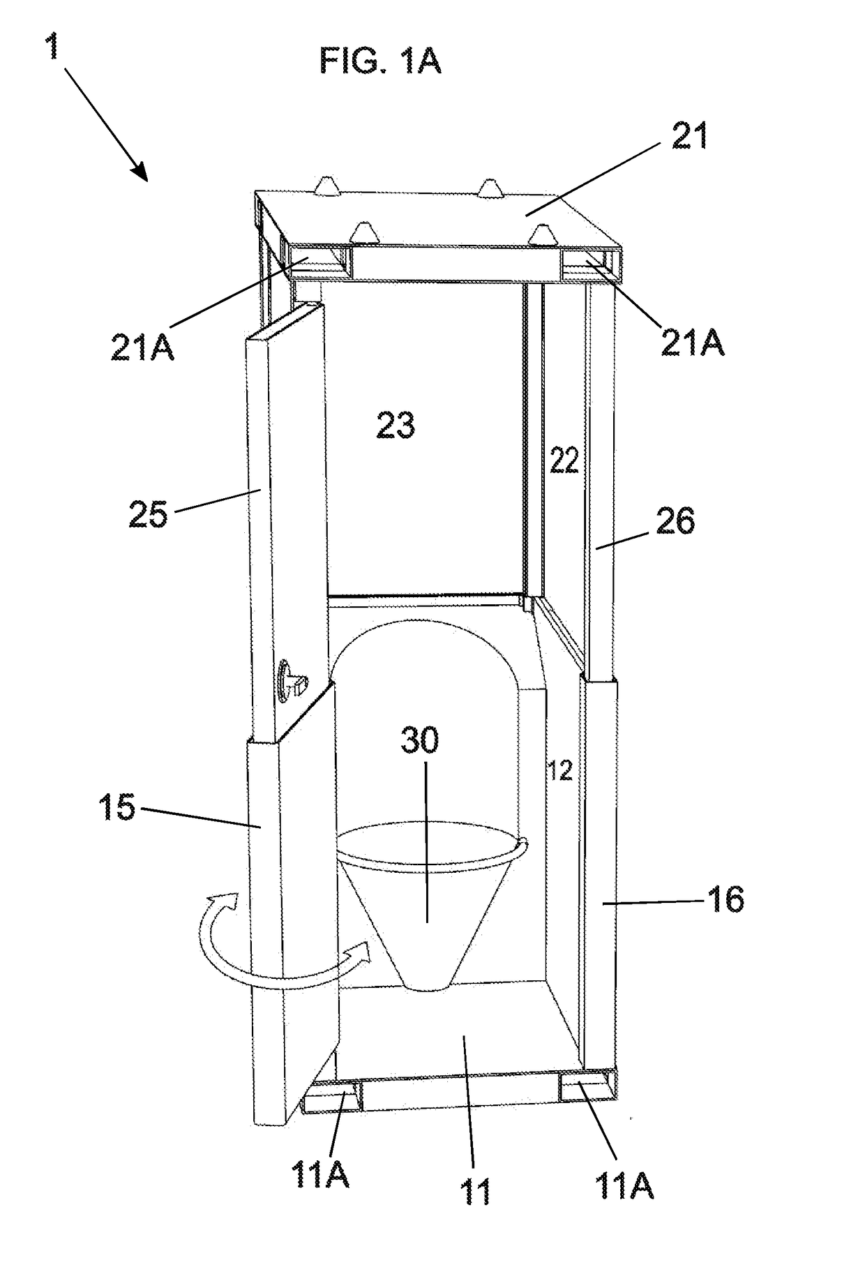 Retractable mobile housing with door for a sanitary facility and an assembly of two or more coupled housings