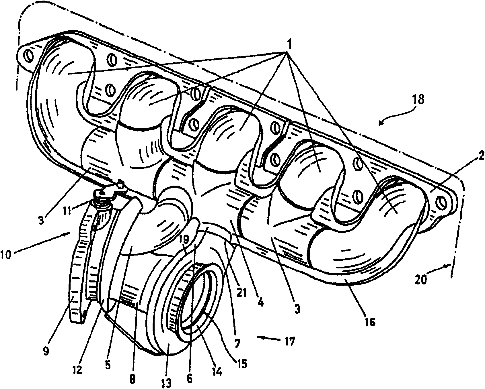Exhaust manifold of an internal combustion engine