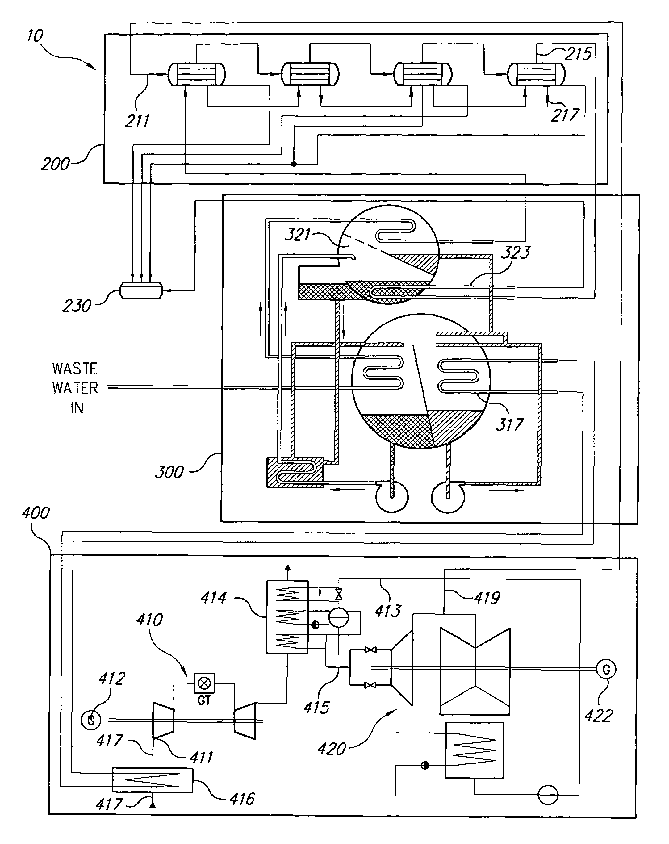 System for augmented electric power generation with distilled water output