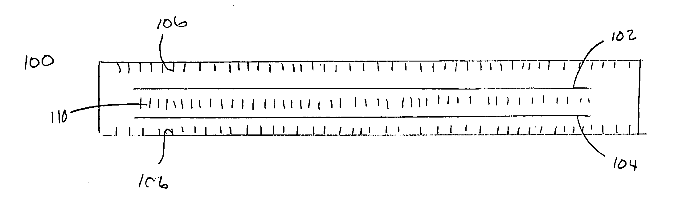 Metal yardstick with slots