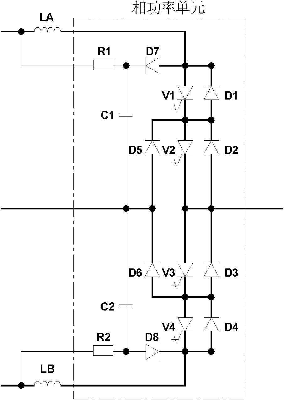 Power unit testing circuit for IGCT (integrated gate commutated thyristor) three-level medium voltage frequency converter