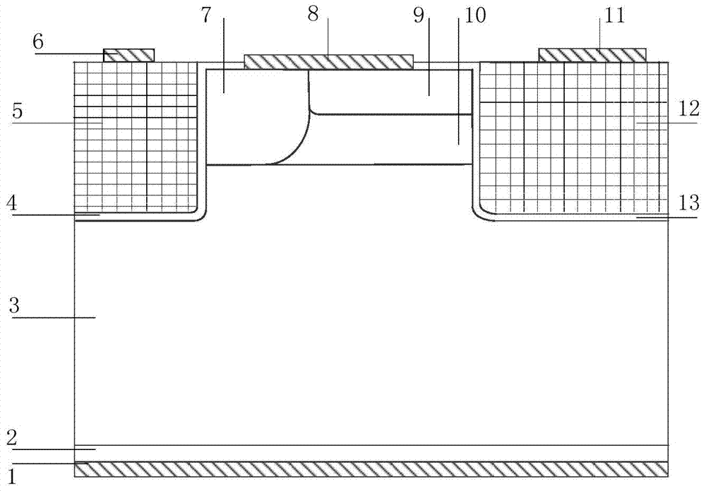 Non-punch-through type insulated gate bipolar transistor with side polysilicon electrode trench