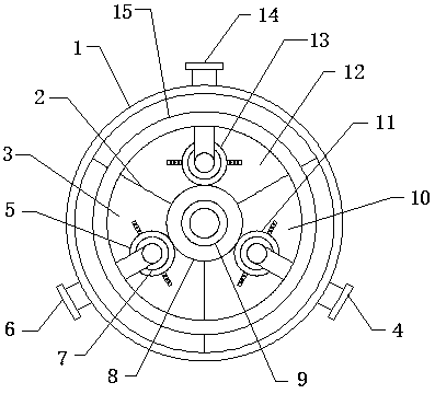 Rotary fan-shaped multi-layer desulphurization and dust removal device