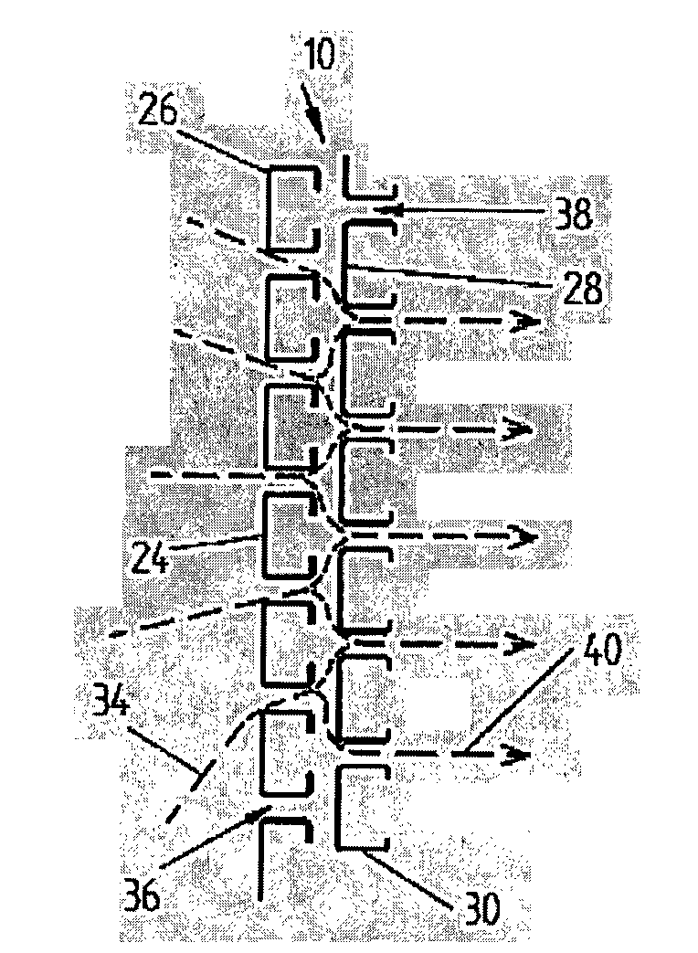 Distribution array for use in a settler area of a mixer-settler