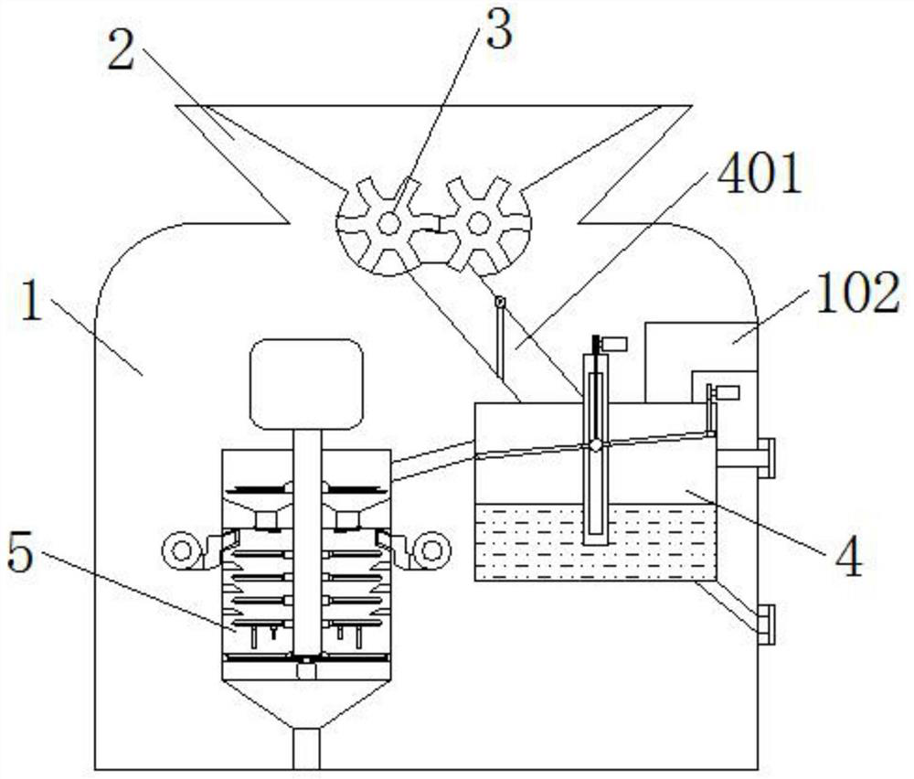 A semi-automatic crushing device for traditional Chinese medicine cooked Panax notoginseng based on flow direction line operation cycle operation