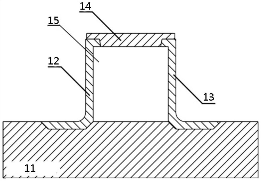 A molding tool and a method for preparing a rectangular hollow composite material tubular member using the molding tool