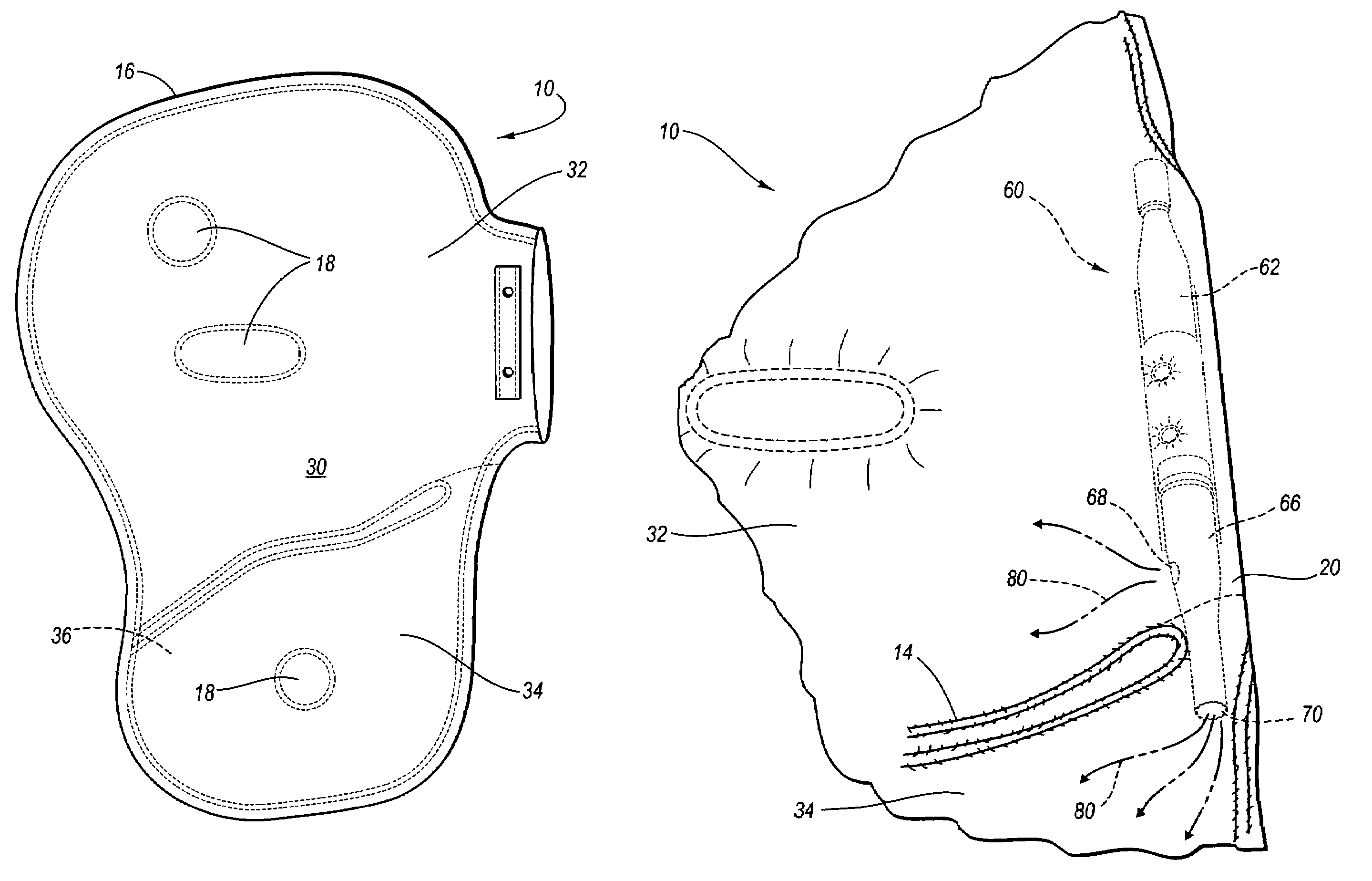 Inflatable airbag with overlapping chamber