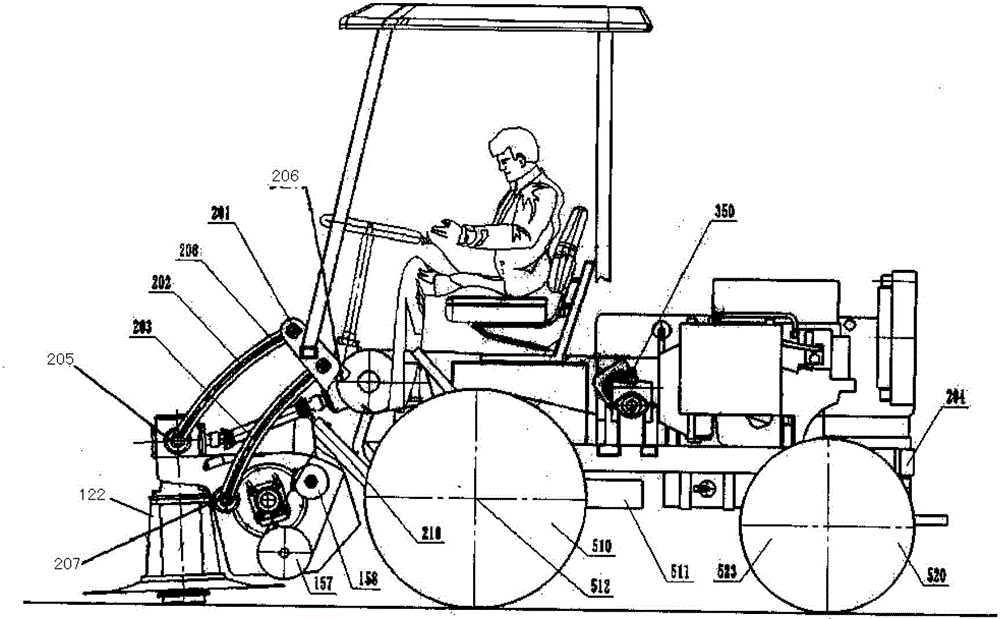 Small self-propelled alfalfa cradling and flattening machine
