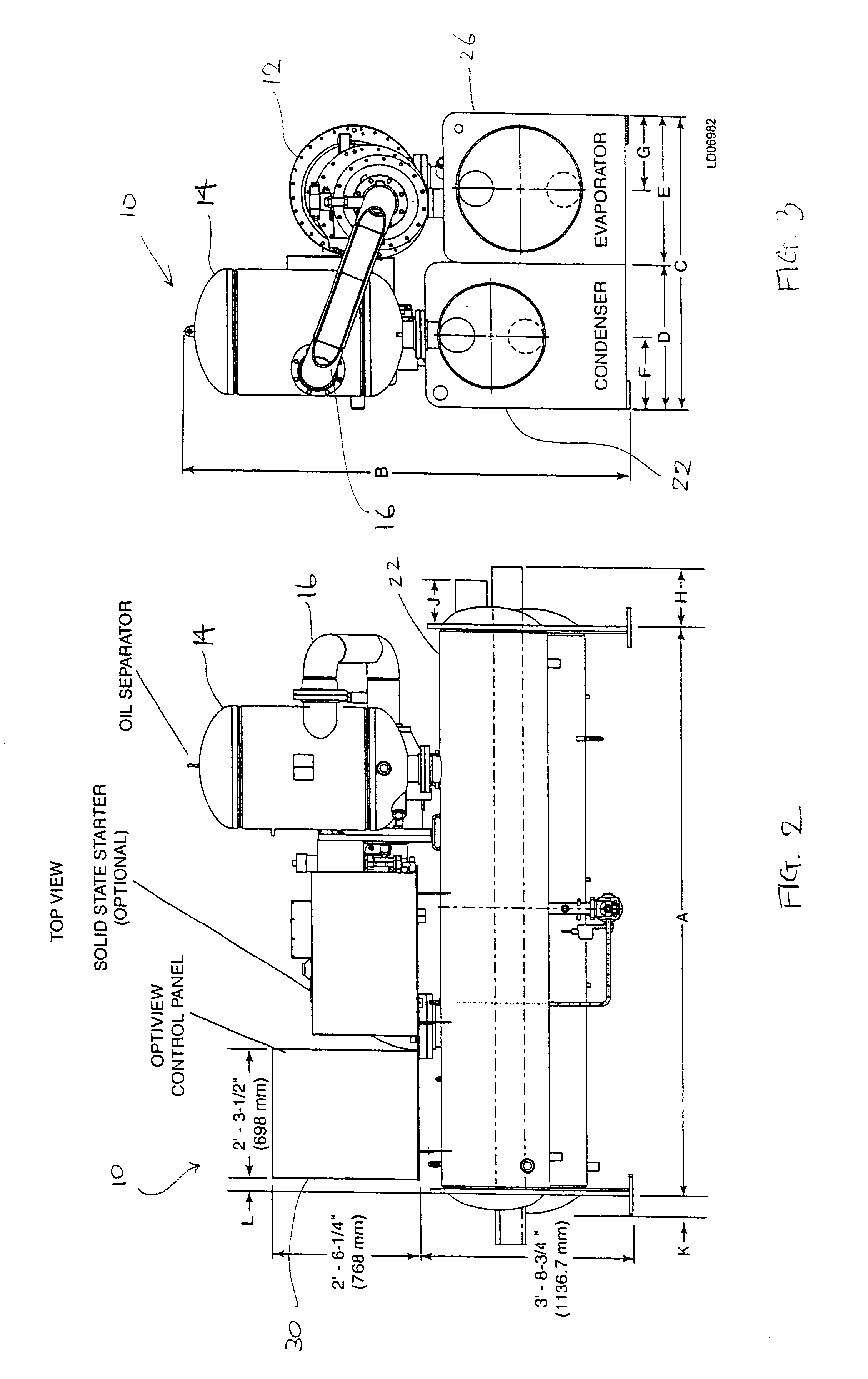 Vertical oil separator for a chiller system