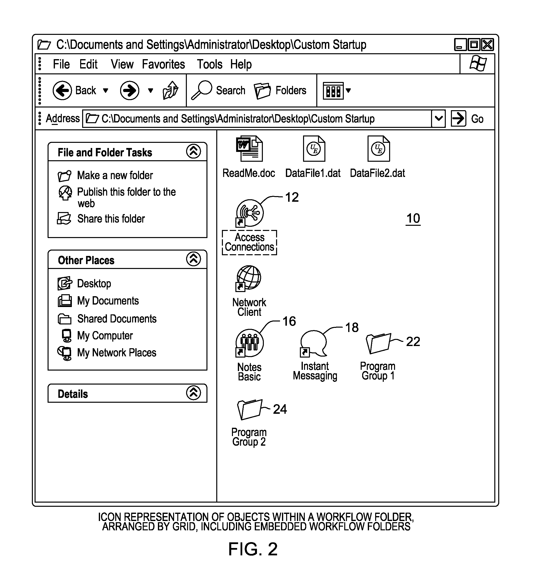 Designing task execution order based on location of the task icons within a graphical user interface