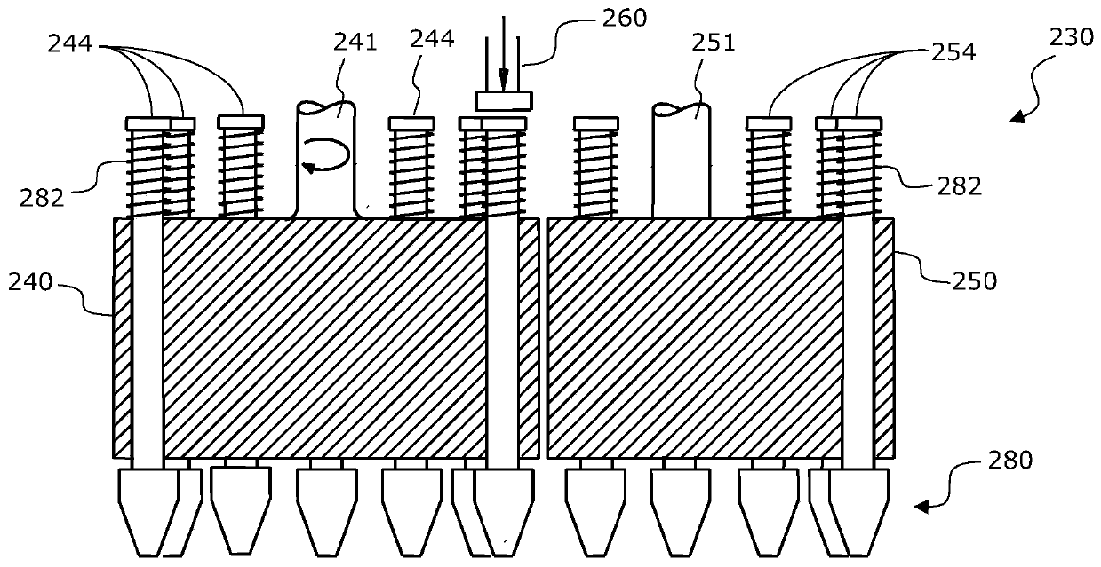 An assembly head having mutually engaged rotors