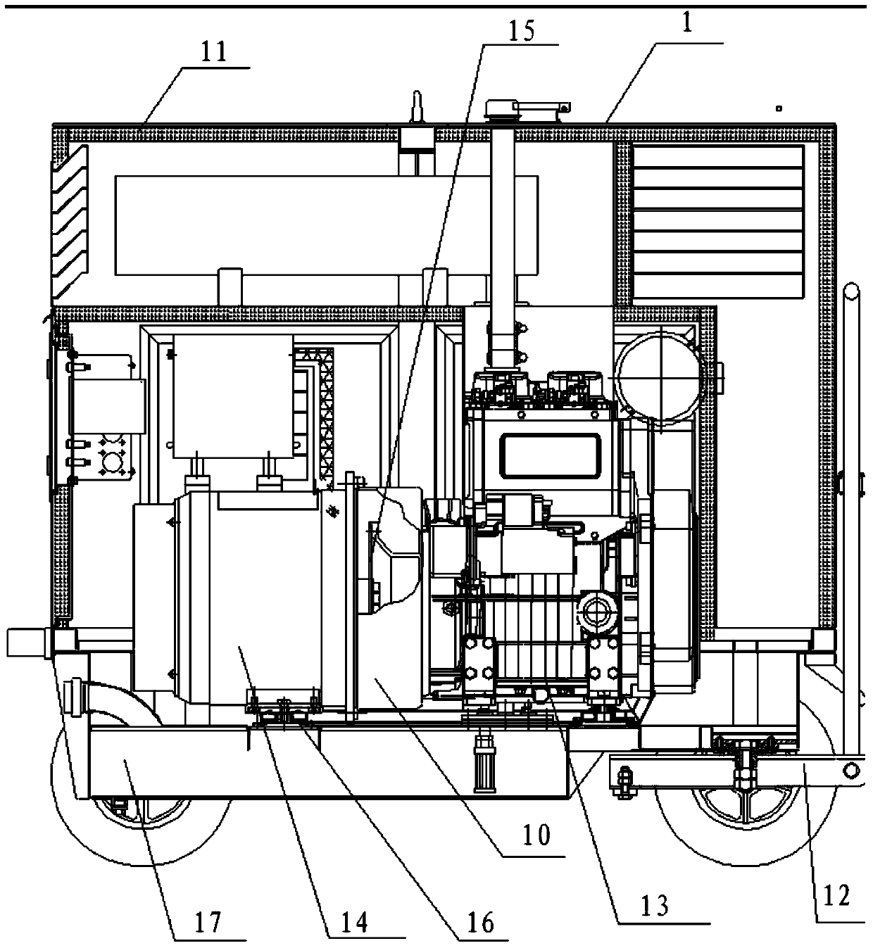 Movable type low-noise diesel generating set device
