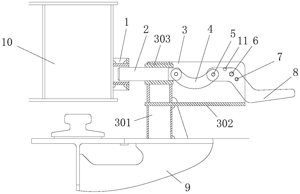 Front tow rope trolley anchoring device of ship unloader