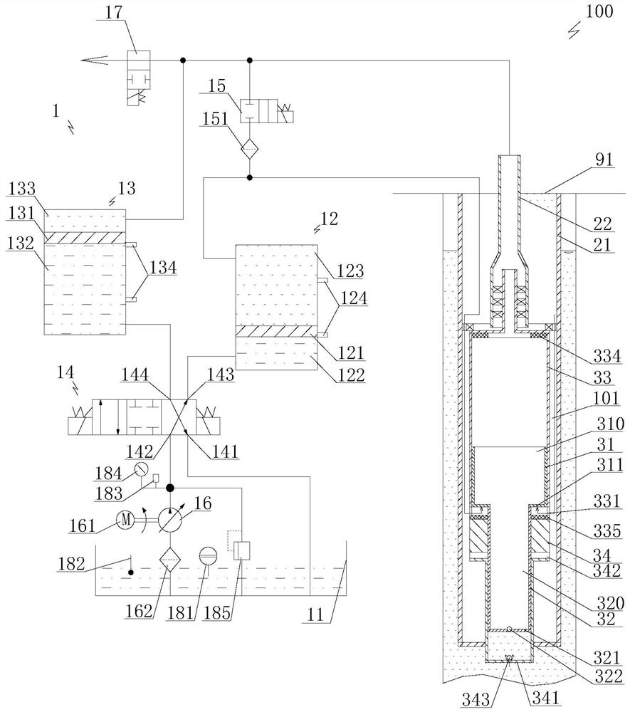 Automatic liquid replenishment rodless liquid flooding oil production device and oil production method