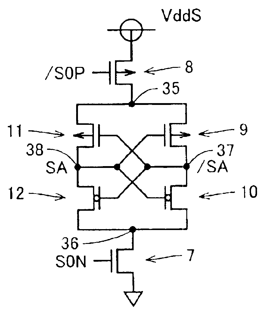 Semiconductor memory device with sense amplifier
