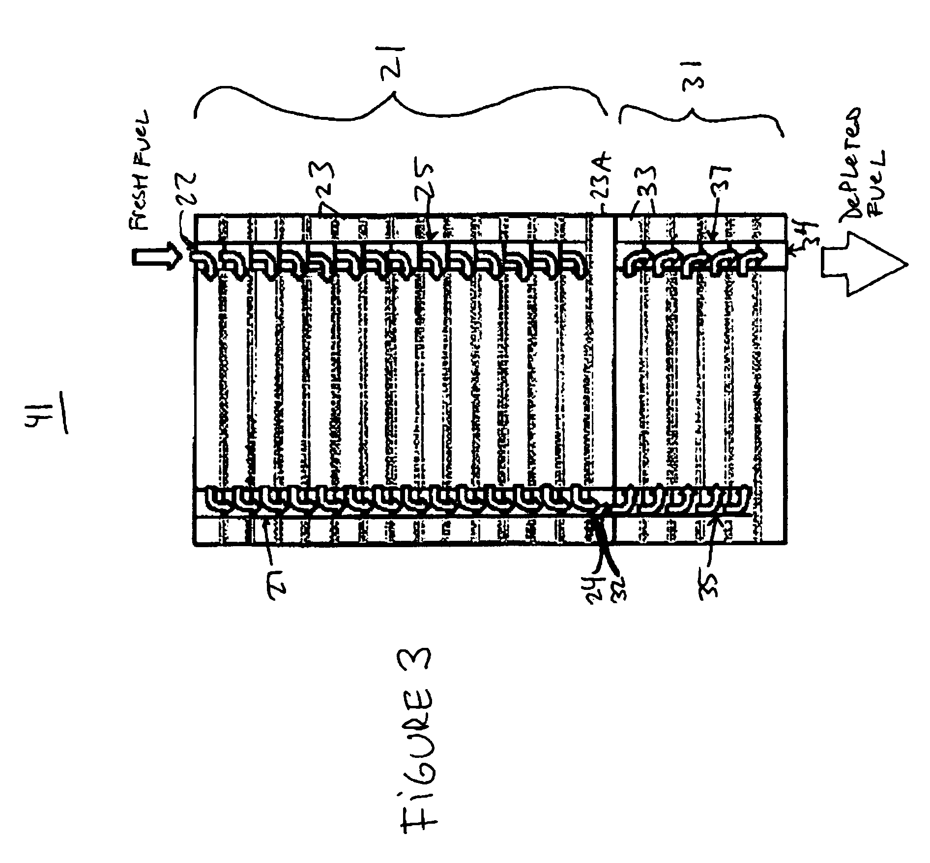 Solid oxide fuel cell column temperature equalization by internal reforming and fuel cascading