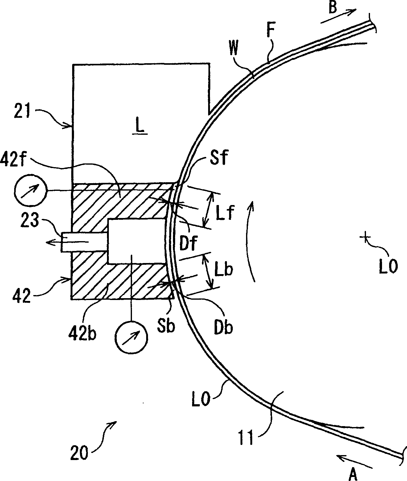 Applying device and pressure-relief cavity and applying method used by it