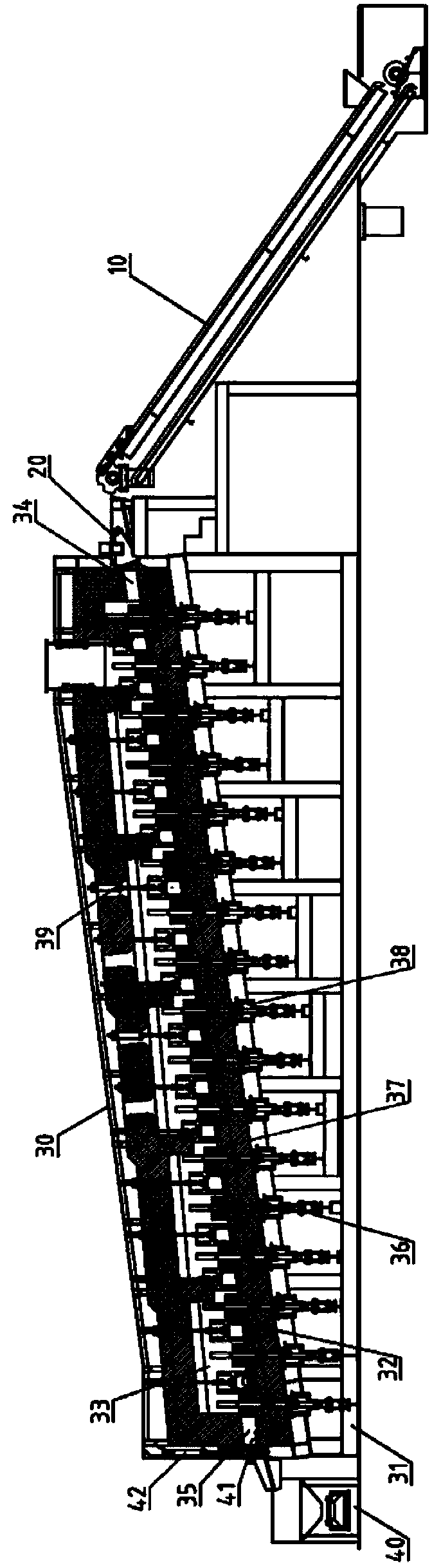 Control structure of heating chamber of steel ball reheating furnace