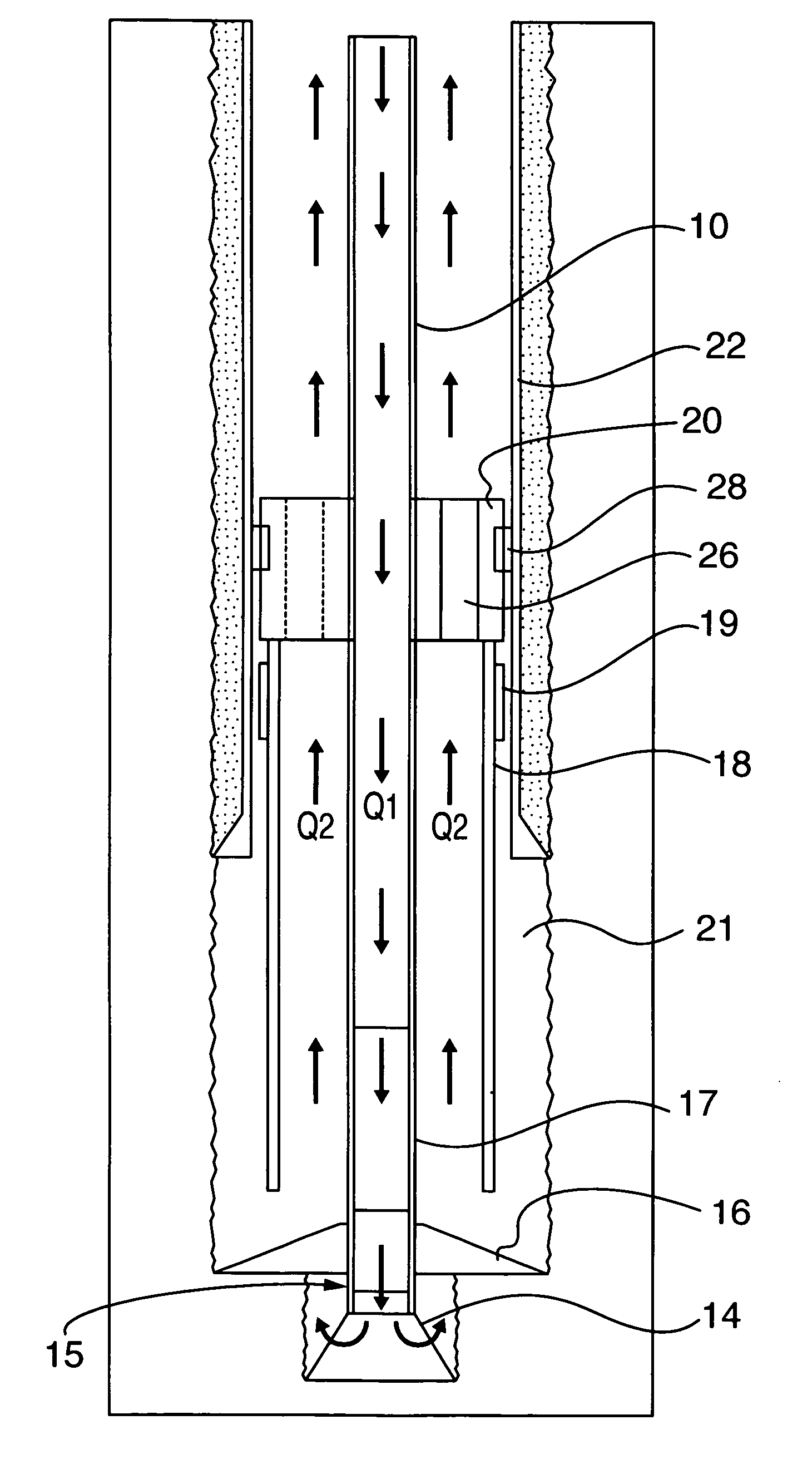 Method and apparatus for drilling a borehole with a borehole liner