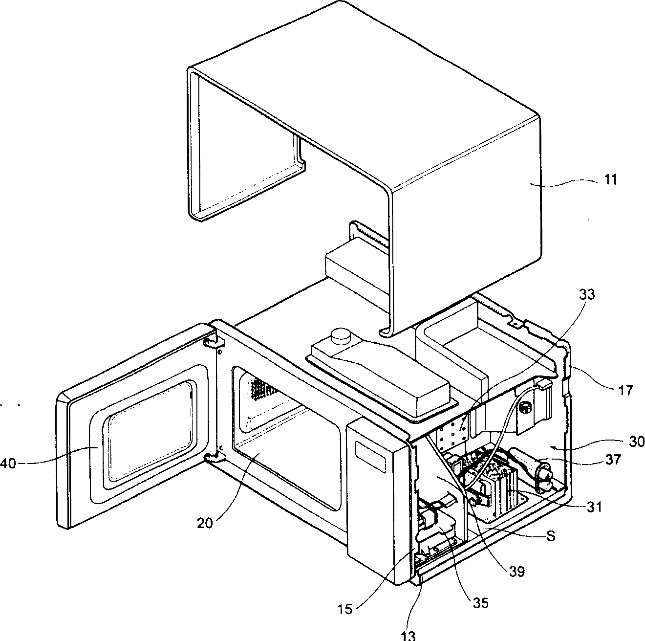 Hinge assembly structure for microwave oven door