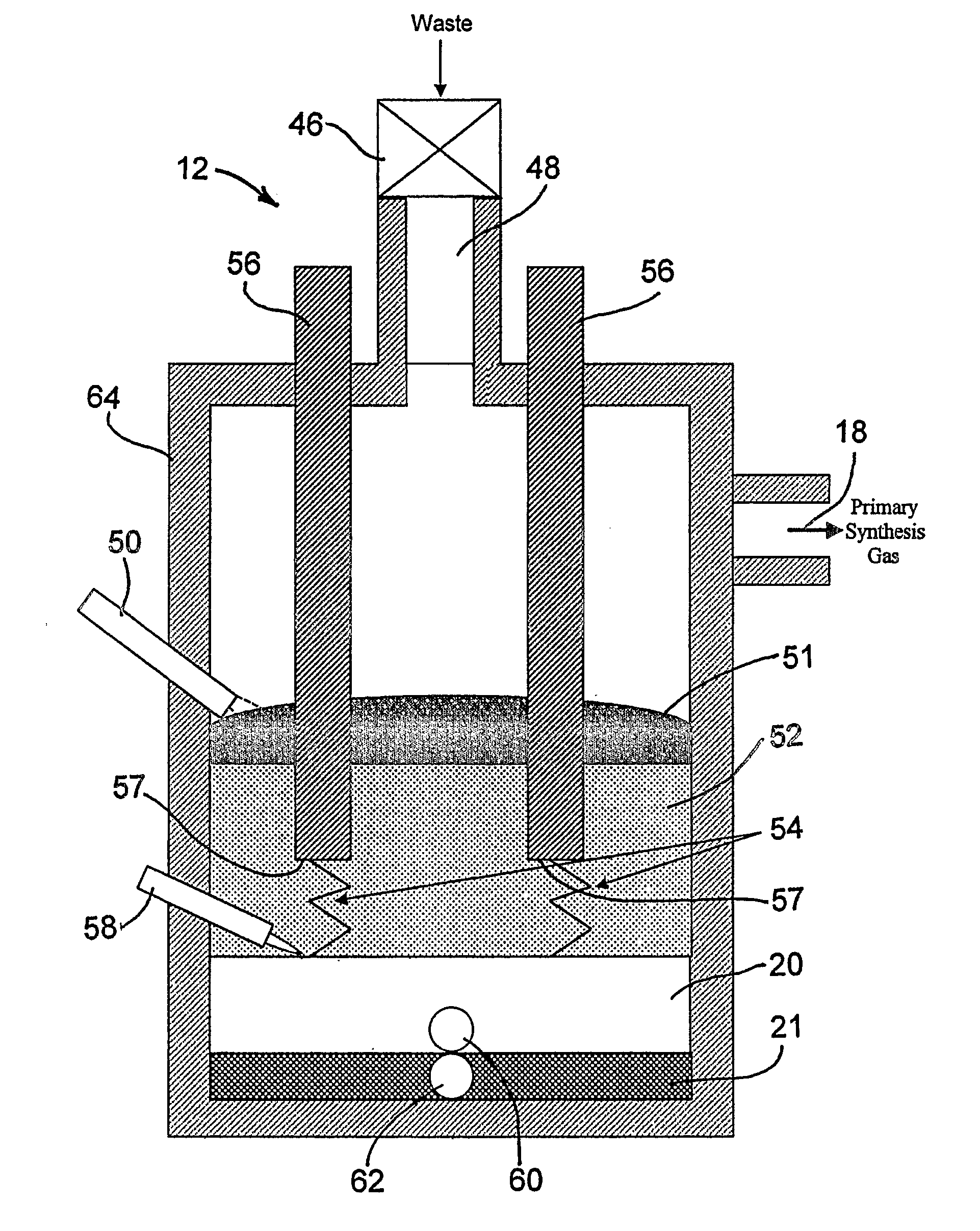 Two-stage plasma process for converting waste into fuel gas and apparatus therefor