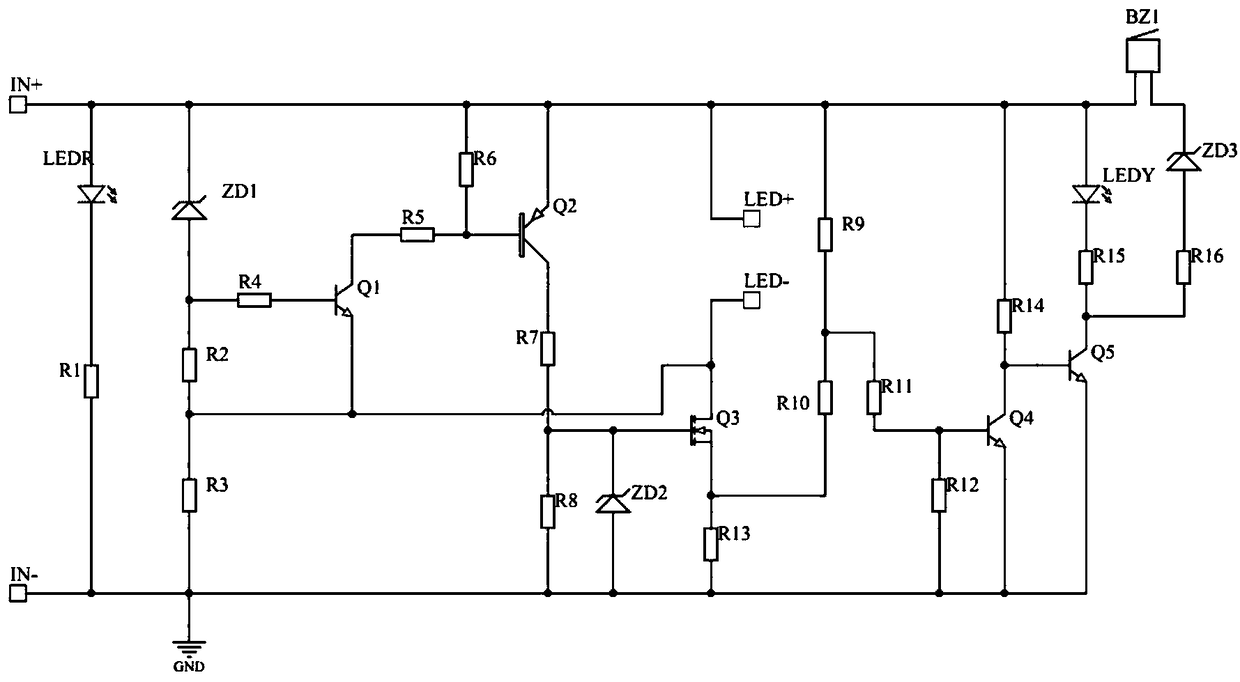 A light source abnormal alarm circuit for led lamps