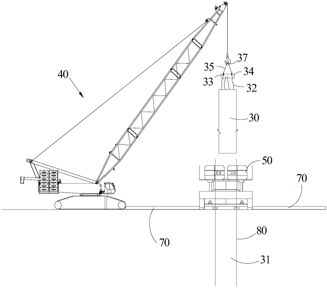 Construction method for replacing cast-in-place pile