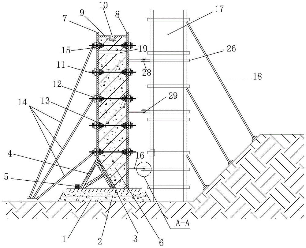 Construction method for cast-in-situ caisson formwork-supporting system