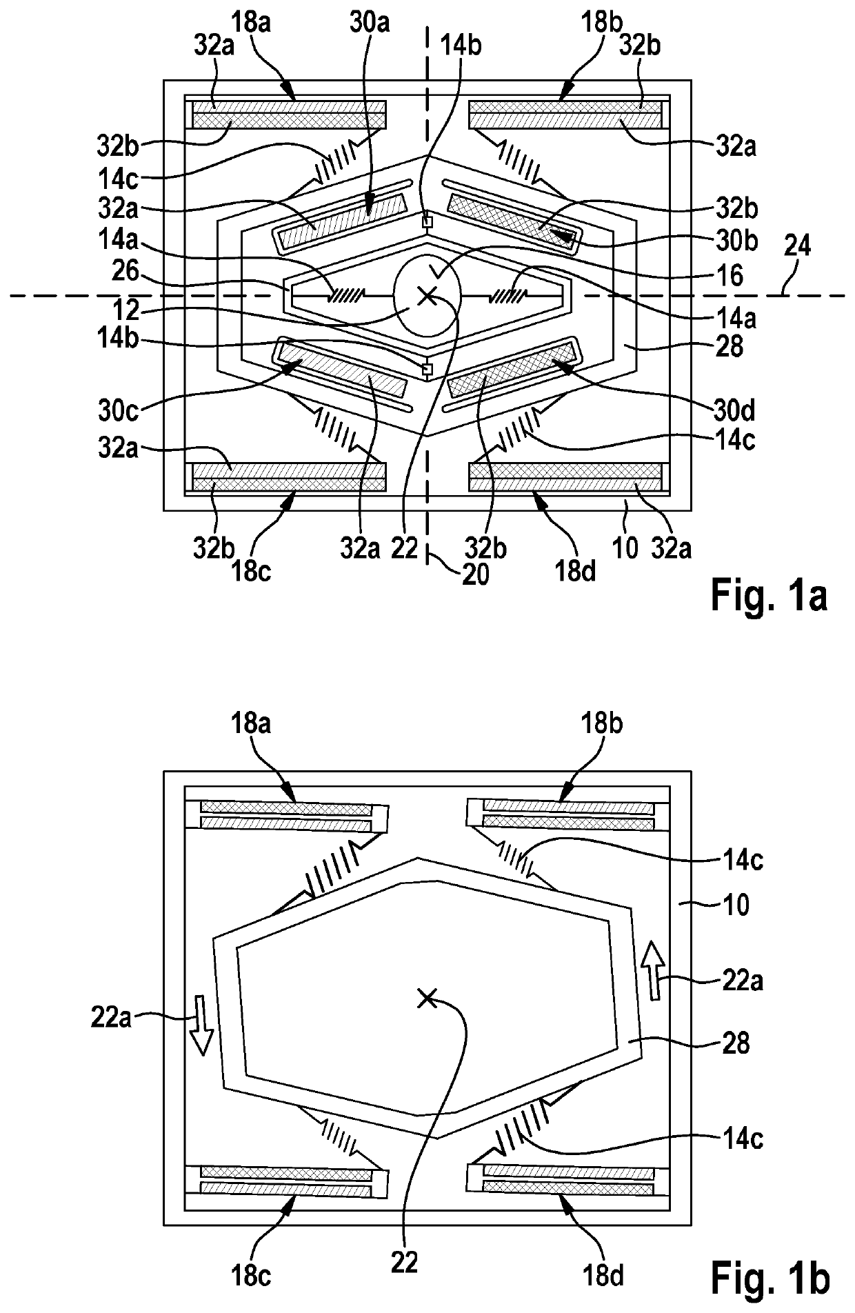Micromechanical component, method for manufacturing a micromechanical component, and method for exciting a movement of an adjustable part about a rotational axis