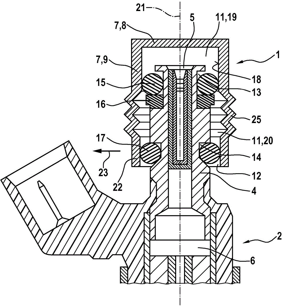 Fuel injection system comprising a fuel-guiding component, a fuel injection valve and a connecting element