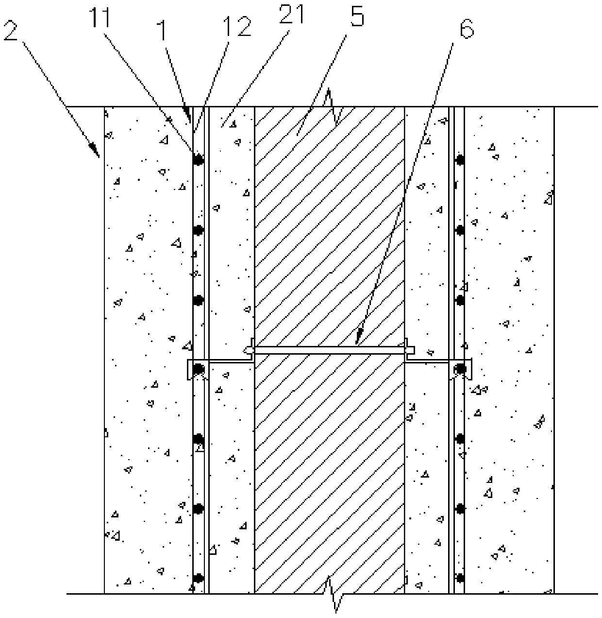 Bridge-cut-off concrete composite partition wall and manufacturing method thereof