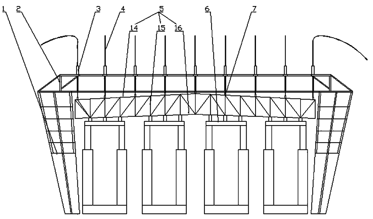 High-altitude large-span curved roof hydraulic lifting construction method