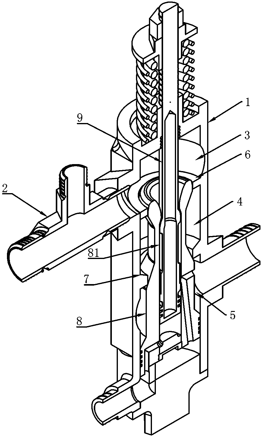 An explosion-proof forklift hydraulic pipeline tee joint
